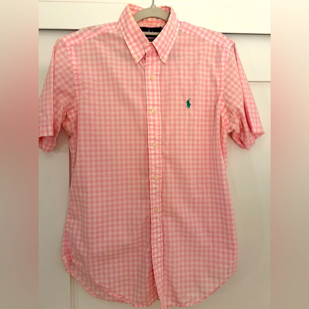 Polo Ralph Lauren Short Sleeve button down shirt in Pink Check, Medium